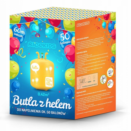 Cilindru cu heliu 0.42 m3 cu 50 de baloane si 60m panglica Ricokids 799100 [2]