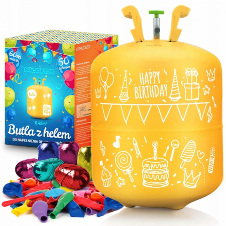 Jucarii diverse - Cilindru cu heliu 0.42 m3 cu 50 de baloane si 60m panglica Ricokids 799100