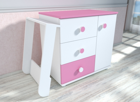 Comoda cu blat de infasat MyKids Kombo Alb Roz D120 [1]