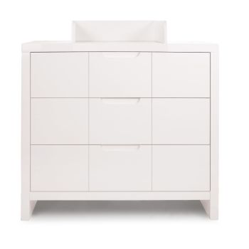Comode copii - Comoda Quadro White cu 3 sertare si suport de infasat - Childhome