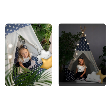 Cort de joaca pentru copii cu lumini si 3 pernite Nukido 120 x 120 x 165 cm - Bleumarin [8]