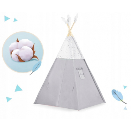 Cort de joaca pentru copii cu salteluta si 3 pernite Nukido 116 x 116 x 165 cm - Gri [3]