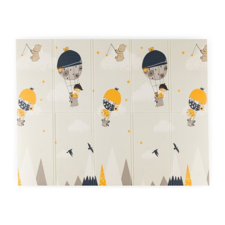 Covoras de joaca, Petite&Mars, Reversibil, Include geanta pentru transport, Pliabil si impermeabil, 197 x 147 x 1 cm, Campy Mountains, 0 luni+, Multicolor [1]