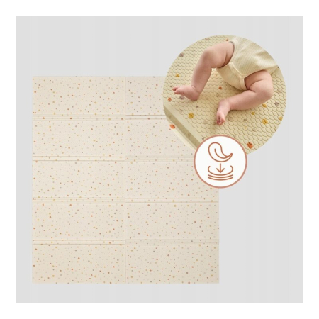 Covoras educativ, Lionelo, Zora, Din spuma XPE non-toxica, Cu doua fete, Suprafata antiderapanta, Dimensiune mare, 180x200 cm, Grosime 1.5 cm, Pliabil, Include geanta pentru transport, Bej [18]