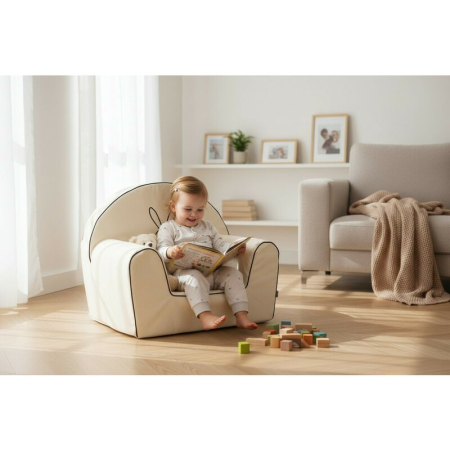 Fotoliu din burete, Bubaba, Bunny, pentru copii, 9 luni-5 ani, White [2]