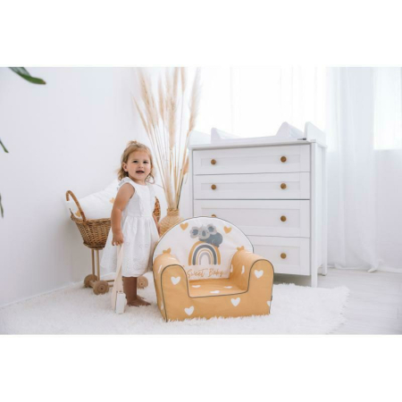 Fotoliu din burete, Bubaba, pentru copii Yellow Hearts, 9 luni - 5 ani, cu Husa detasabila [1]