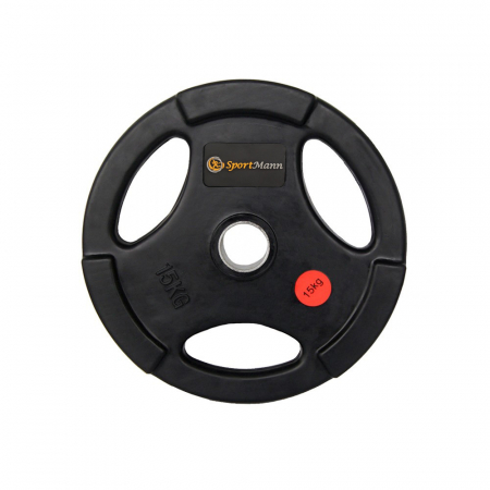 Bare - Discuri - Greutati - Greutate cauciucata cu maner 15kg/51mm - Sportmann