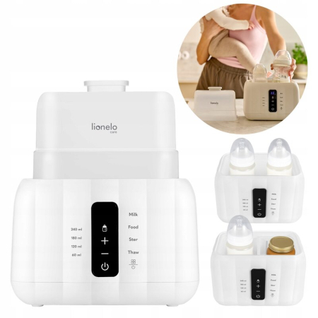 Incalzitor biberoane, Lionelo, ThermUp Duo, 6 moduri de operare pentru 2 biberoane simultan, fara BPA, Alb [2]
