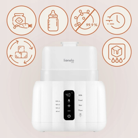 Incalzitor biberoane, Lionelo, ThermUp Duo, 6 moduri de operare pentru 2 biberoane simultan, fara BPA, Alb [14]