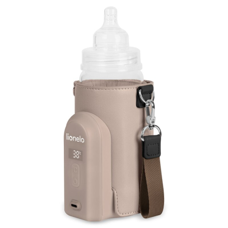 Incalzitor biberoane, Lionelo, ThermUp Go Evo, Portabil, Cu 5 niveluri de incalzire, Cu buton Safety Control, Mentinere caldura pana la 9h, Incarcare USB, Bej inchis [2]