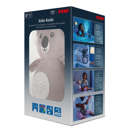 Jucarie din plus Koko Koala, lampa de veghe si proiector de stele cu muzica, senzor inteligent de plans, 0+ luni, Reer 52431 [2]