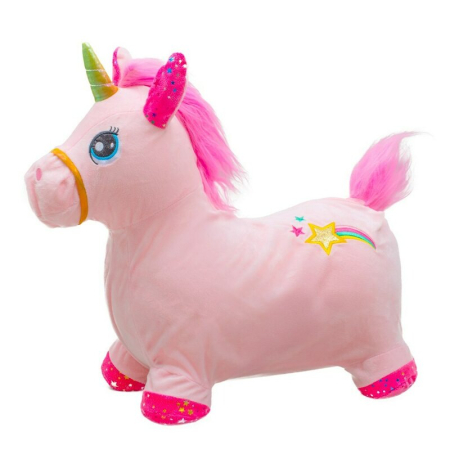 Jucarii Plus - Jucarie gonflabila de plus cu sunete, Baby Mix, In forma de unicorn, Husa moale detasabila, cu pompa inclusa, Pana la 70 kg, 36 luni+, Pink