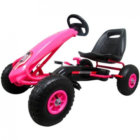 Kart cu pedale Gokart, 3-7 ani, roti gonflabile, G4 R-Sport - Roz [1]
