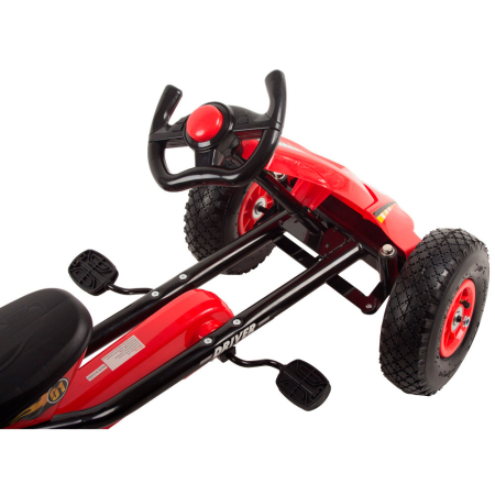 Kart cu pedale si roti gonflabile Driver Kidscare Rosu [5]