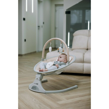 Leagan balansoar, FreeOn, Elite, cu 12 melodii, 5 viteze de balansare si 3 pozitii de reglare a spatarului, Beige [18]