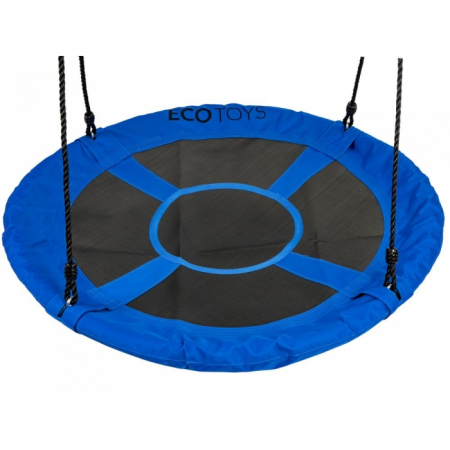 Leagan pentru copii rotund, tip cuib de barza, suspendat, 100 cm, Ecotoys MIR6001 - Albastru [2]