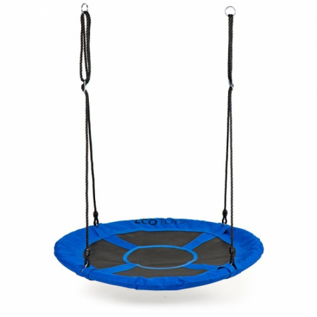 Leagane / Balansoare / Sezlonguri - Leagan pentru copii rotund, tip cuib de barza, suspendat, 100 cm, Ecotoys MIR6001 - Albastru