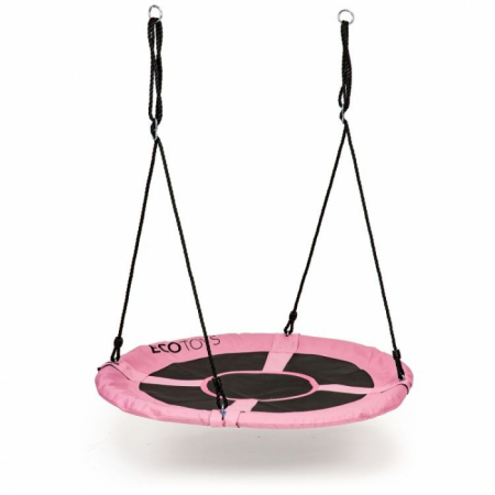 Leagan pentru copii rotund, tip cuib de barza, suspendat, 100 cm, Ecotoys MIR6001 - Roz [1]