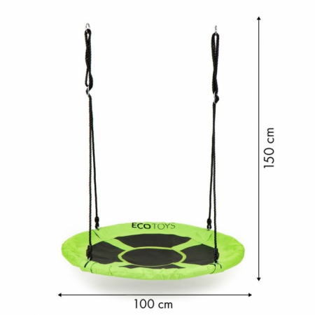 Leagan pentru copii rotund, tip cuib de barza, suspendat, 100 cm, Ecotoys MIR6001 - Verde [4]