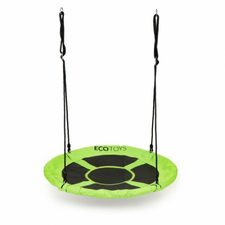 Leagane / Balansoare / Sezlonguri - Leagan pentru copii rotund, tip cuib de barza, suspendat, 100 cm, Ecotoys MIR6001 - Verde