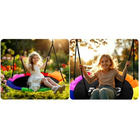 Leagan tip cuib pentru copii XXL, 100 cm, 150 kg, Neo-Sport 1085, Multicolor [6]