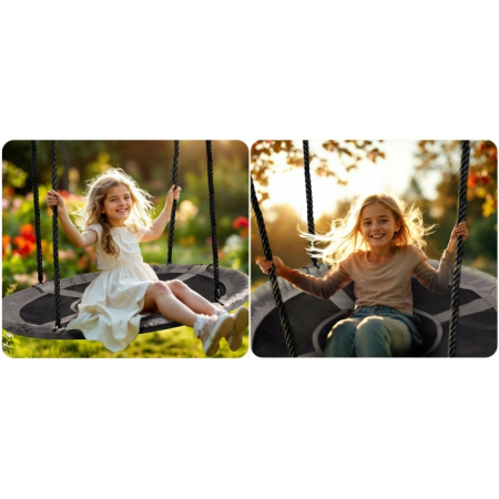 Leagan tip cuib pentru copii XXL, 100 cm, 150 kg, Neo-Sport 110301, Gri [6]