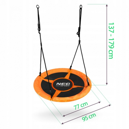 Leagan tip cuib pentru copii XXL, 95 cm, 150 kg, Neo-Sport 1004, Portocaliu [5]