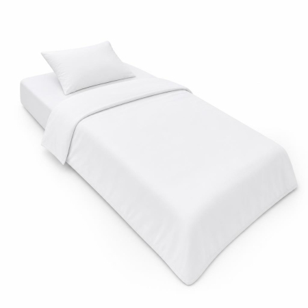 Lenjerie in 3 piese Alb Uni pentru pat copii 0-5 ani compatibila cu saltea 120x60 cm [1]