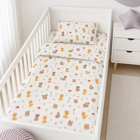Lenjerie in 3 piese Forest pentru pat copii 0-5 ani compatibila cu saltea 120x60 cm [2]