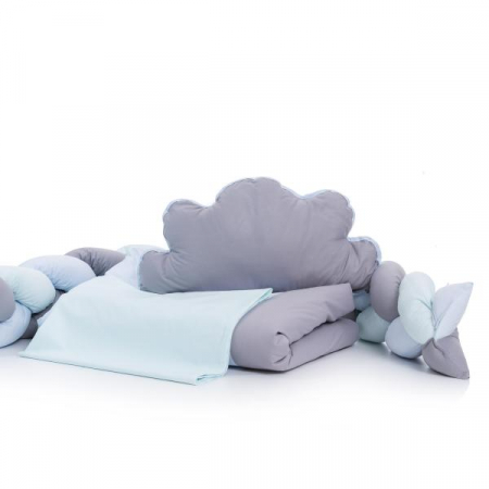 Lenjerie MyKids 6 piese Gray-Blue fara baldachin 120x60 cm [1]