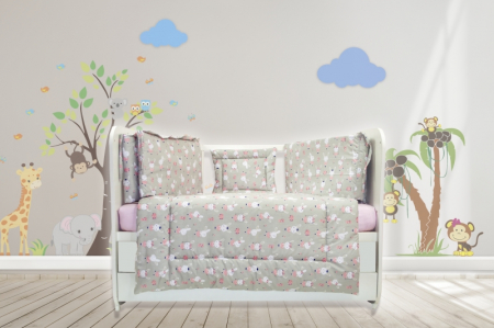 Lenjerii patut 120 x 60 cm - Lenjerie MyKids Dancing Bunny 4+1 Piese 120x60