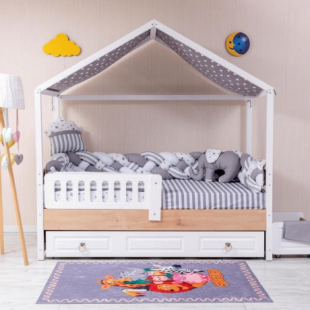 Lenjerii patut 120 x 60 cm - Lenjerie MyKids Montessori 6 Piese PS01 95x195 cm