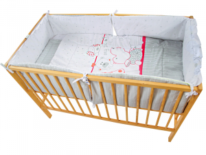 Lenjerii patut 120 x 60 cm - Lenjerie MyKids My Zoo Rosu 4+1 Piese 120x60 cm