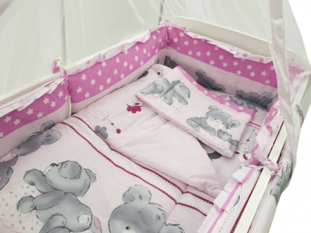 Lenjerie MyKids Teddy Hug Roz M2 4+1 Piese 120x60 [1]