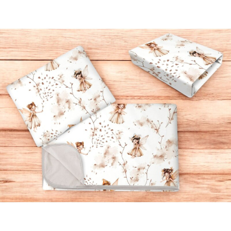 Lenjerie patut cu 3 piese, MimiNu, cu cearceaf 120x60 cm, din bumbac, cu paturica si pernuta, Fairy [1]