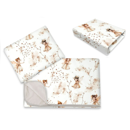 Lenjerii patut 120 x 60 cm - Lenjerie patut cu 3 piese, MimiNu, cu cearceaf 120x60 cm, din bumbac, cu paturica si pernuta, Fairy