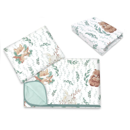 Lenjerii patut 120 x 60 cm - Lenjerie patut cu 3 piese, MimiNu, cu cearceaf 120x60 cm, din bumbac, cu paturica si pernuta, Lulu Natural