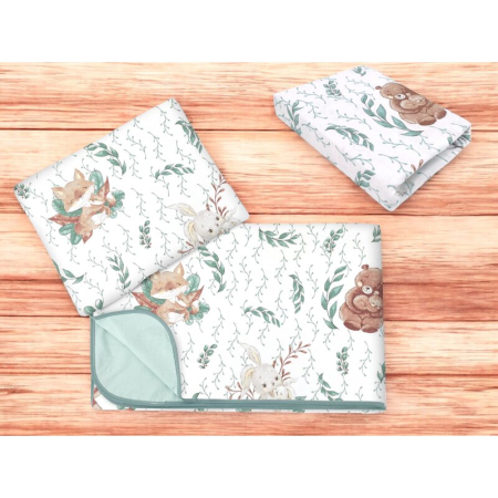 Lenjerie patut cu 3 piese, MimiNu, cu cearceaf 120x60 cm, din bumbac, cu paturica si pernuta, Lulu Natural [1]