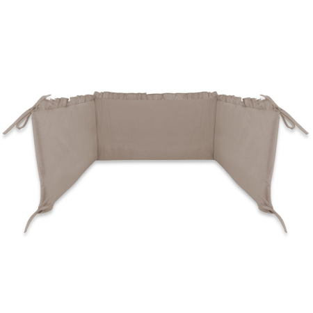 Lenjerie patut cu 3 piese, MimiNu, pentru patut 120x60 cm, cu volanase, cu protectie laterala, din bumbac, Colectia Royal, Mocha [3]