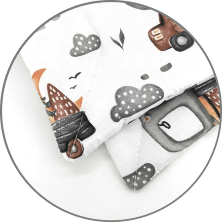 Lenjerie patut cu 5 piese, MimiNu, cu cearceaf 120x60 cm, Pilota, Pernuta, 2 aparatori, din bumbac, Cars Grey [4]