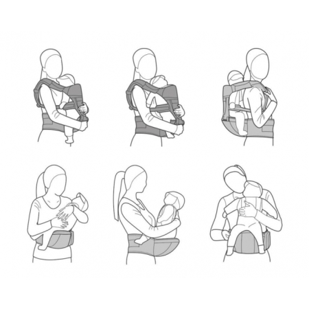 Marsupiu multifunctional pentru copii, 0-35 luni, Ecotoys J-BC1601 - Gri [1]