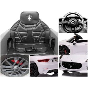 Masinuta electrica cu telecomanda MASERATI GranTurismo, 99x59.5x44 cm, varsta 1-4 ani, roti EVA, scaun din piele ECO, putere 90W - Alb [6]