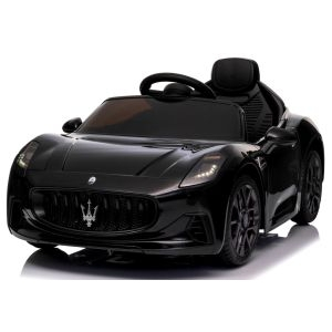 Masinute si motociclete electrice - Masinuta electrica cu telecomanda MASERATI GranTurismo, 99x59.5x44 cm, varsta 1-4 ani, roti EVA, scaun din piele ECO, putere 90W - Negru