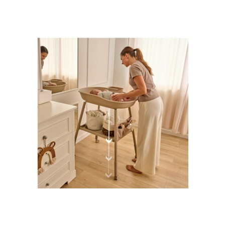 Masuta de infasat, Lionelo, Rosie, Cu saltea de infasat inclusa si roti, Spatiu pentru depozitare, Reglabila pe inaltime, Sustine 11 kg, 65x78x100 cm, 0 luni+, Bej [12]
