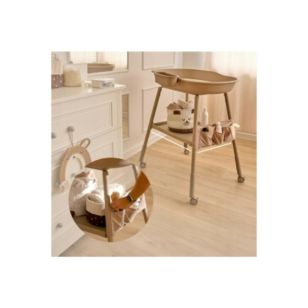 Masuta de infasat, Lionelo, Rosie, Cu saltea de infasat inclusa si roti, Spatiu pentru depozitare, Reglabila pe inaltime, Sustine 11 kg, 65x78x100 cm, 0 luni+, Bej [10]