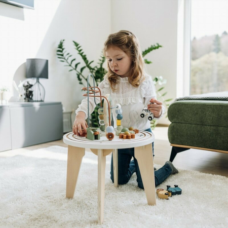 Masuta Montessori cu activitati, Free2Play, cu multiple activitati, Dezvolta coordonarea ochi-mana, din lemn, 18 luni+, Think and Play [8]