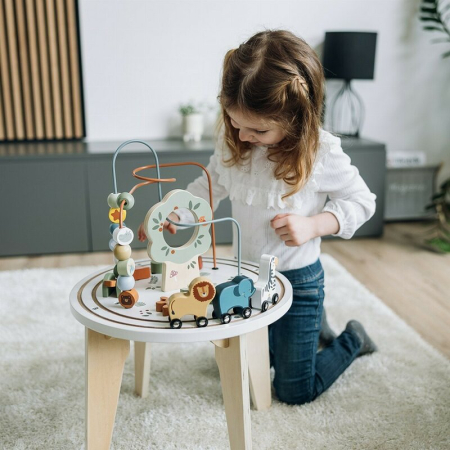 Masuta Montessori cu activitati, Free2Play, cu multiple activitati, Dezvolta coordonarea ochi-mana, din lemn, 18 luni+, Think and Play [4]