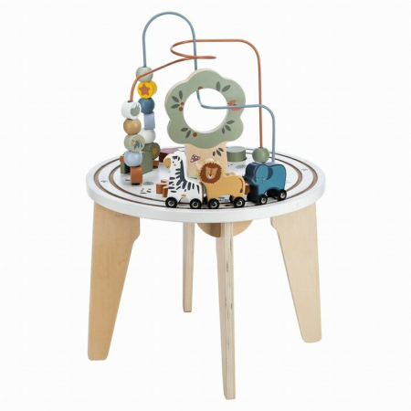 Masuta Montessori cu activitati, Free2Play, cu multiple activitati, Dezvolta coordonarea ochi-mana, din lemn, 18 luni+, Think and Play [1]