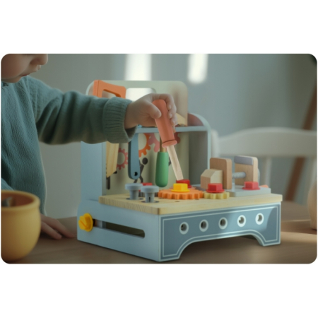 Mini atelier de lucru din lemn cu accesorii incluse, 30 x 25 x 30 cm, Ricokids RK-877 [2]