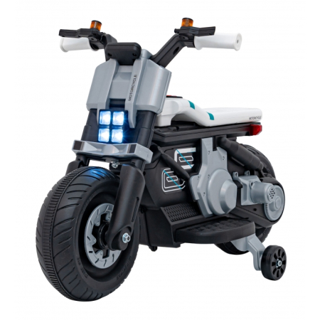 Motocicleta electrica Future QLS-805, roti din plastic + 2 roti ajutatoare, 88x46x56 cm, putere 25W - Alb [16]